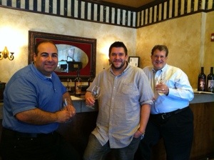 Ara with band mates Mike Shimmin and Leon Janikian trying out the local vino!
